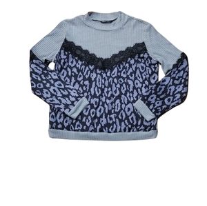 50% or more! Shein gray and black lace leopard print sweater large